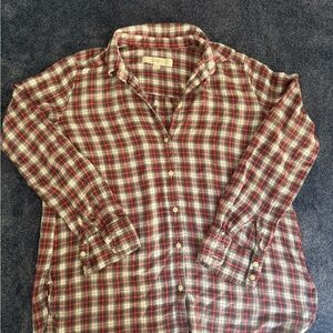 LOFT  Casual Plaid Shirt - Red, White, and black